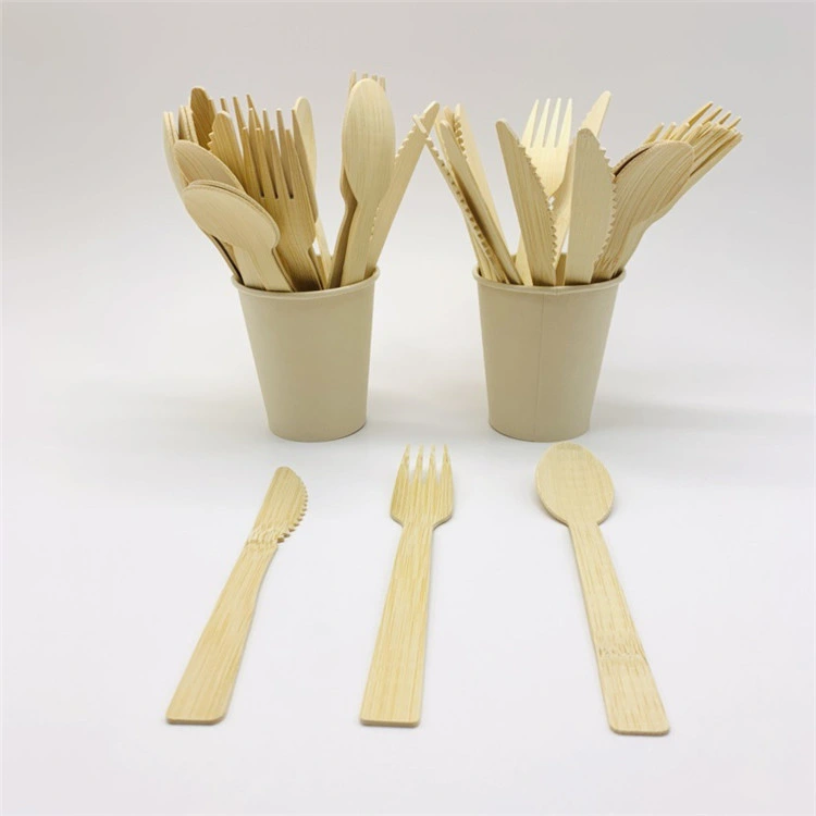 Disposable Bagasse Round Plates with 6" Bamboo Fork