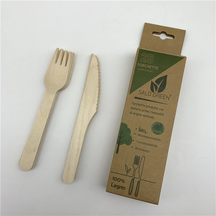 160mm Wooden Fork with Individual Kraft Bag Package