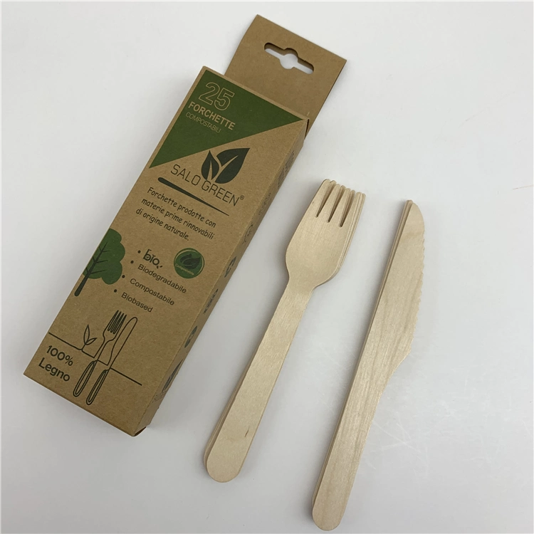 160mm Wooden Fork with Individual Kraft Bag Package