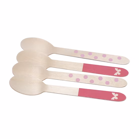 Ensemble de cuillères en bois, paquets de tubes en papier, couteau en bois, fourchette